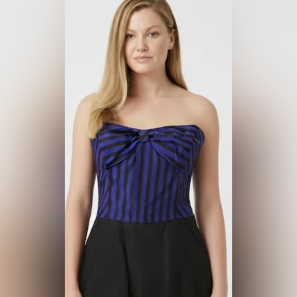 Maeve fancy strapless romper short purple and black size small or 6 high end